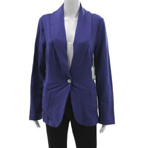 Hedge Womens Basic Jacket Purple Cotton Solid Button Long Sleeve Size XL